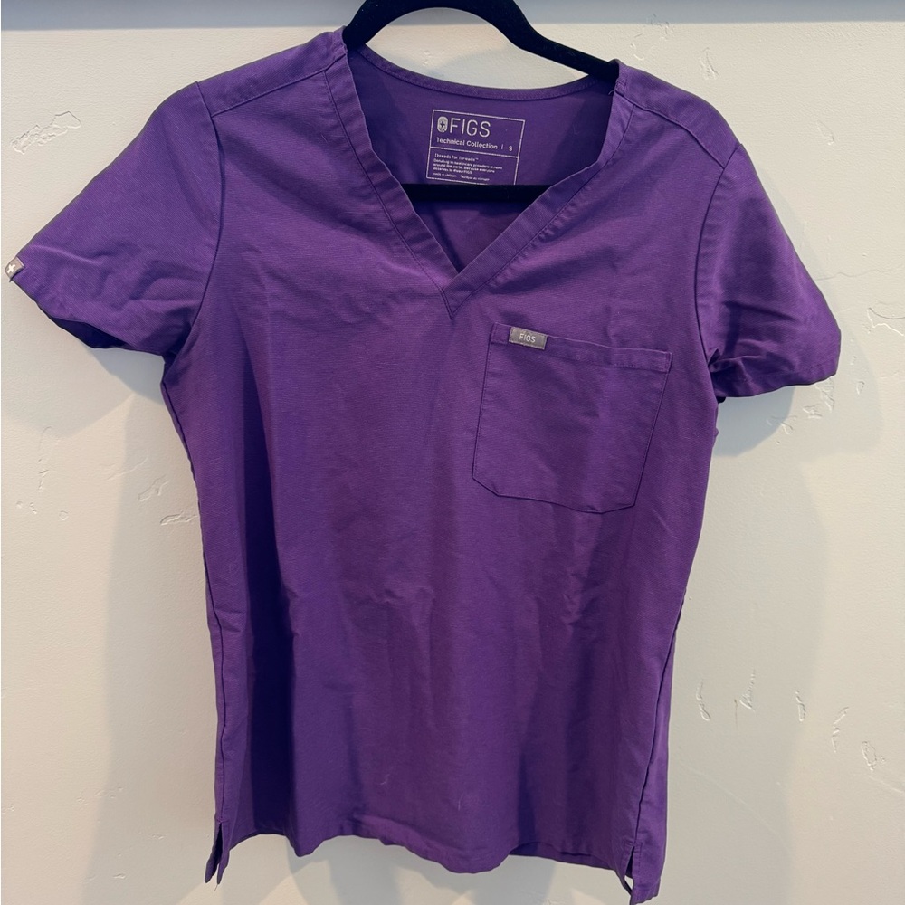 Figs Purple V-Neck Scrub Top